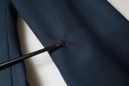 Blue Wool Logo Single Breasted Coat Blazer