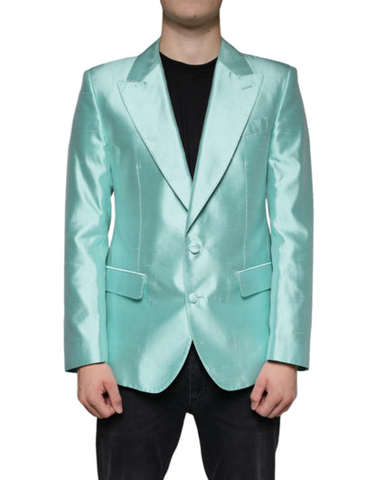 Mint Green Silk Single Breasted Coat Blazer - The Luxe Alliance