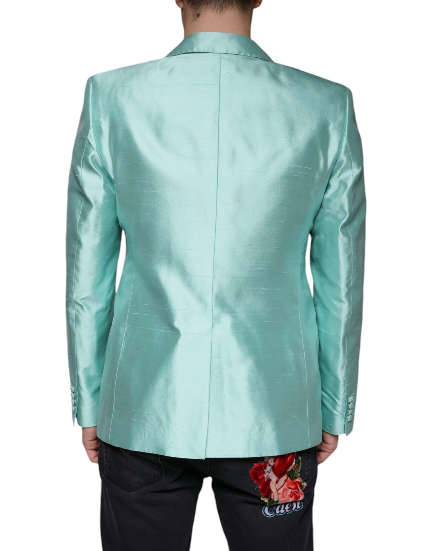 Mint Green Silk Single Breasted Coat Blazer - The Luxe Alliance