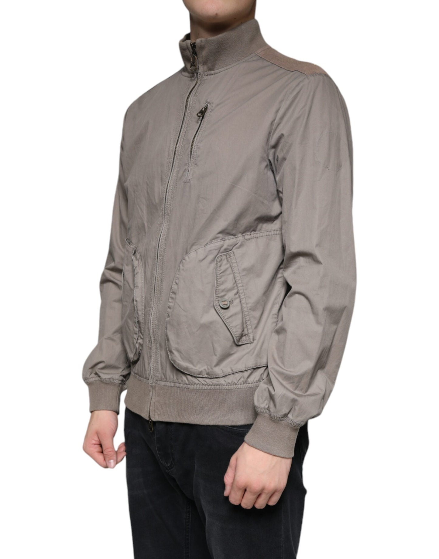 Brown Cotton Full Zip Bomber Logo Jacket - The Luxe Alliance