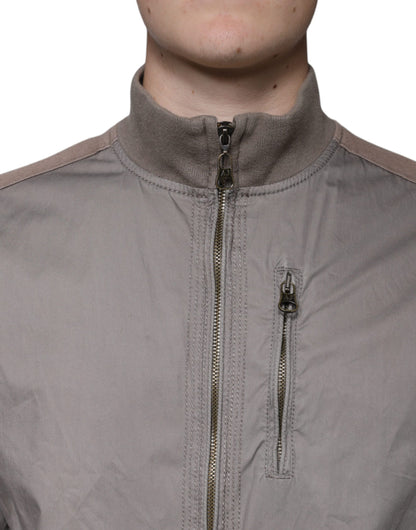 Brown Cotton Full Zip Bomber Logo Jacket - The Luxe Alliance