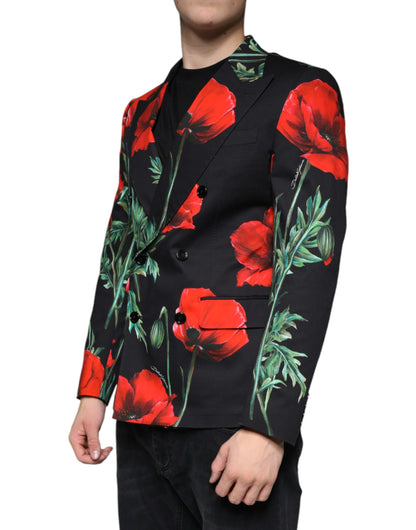 Black Floral Double Breasted Dress Blazer - The Luxe Alliance