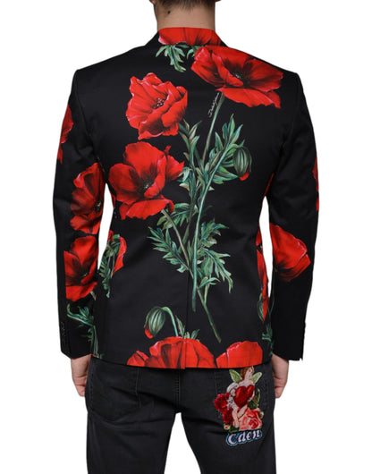 Black Floral Double Breasted Dress Blazer - The Luxe Alliance