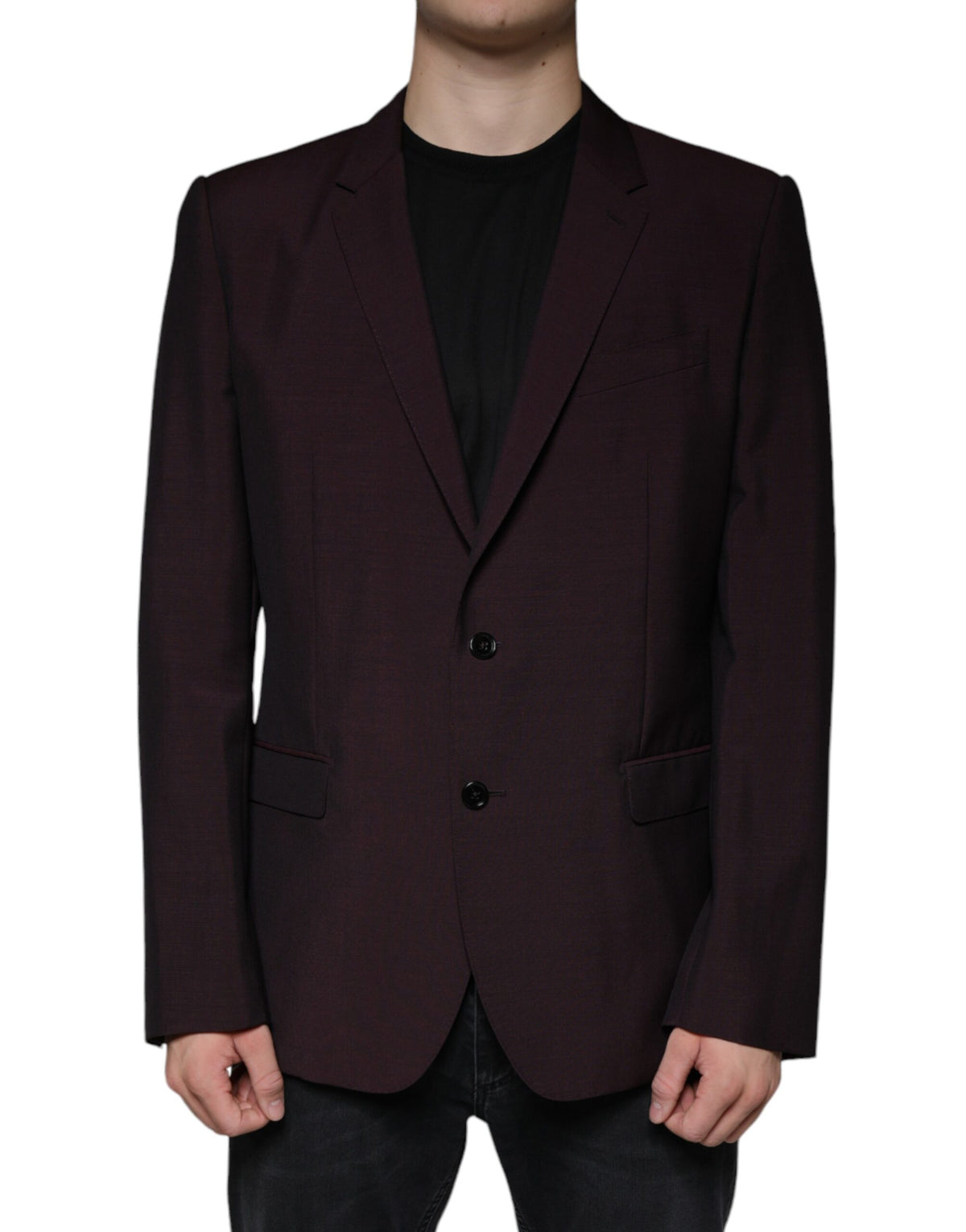 Bordeaux Wool Single Breasted Dress Blazer by Dolce & Gabbana