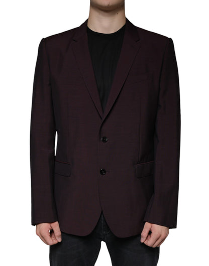 Bordeaux Wool Single Breasted Dress Blazer by Dolce & Gabbana