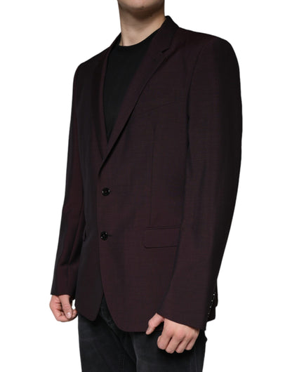 Bordeaux Wool Single Breasted Dress Blazer by Dolce & Gabbana