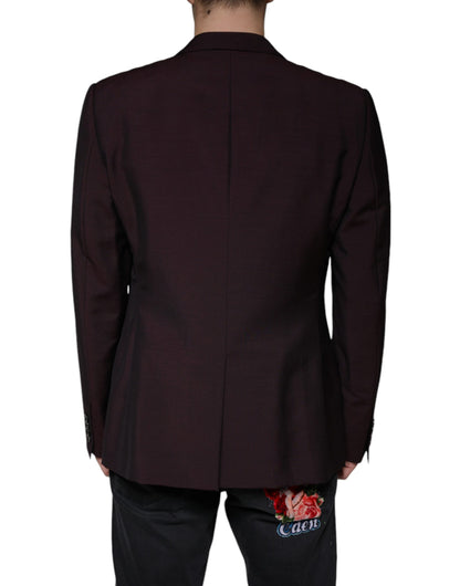 Bordeaux Wool Single Breasted Dress Blazer by Dolce & Gabbana