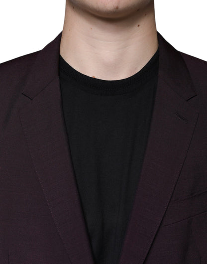 Bordeaux Wool Single Breasted Dress Blazer by Dolce & Gabbana