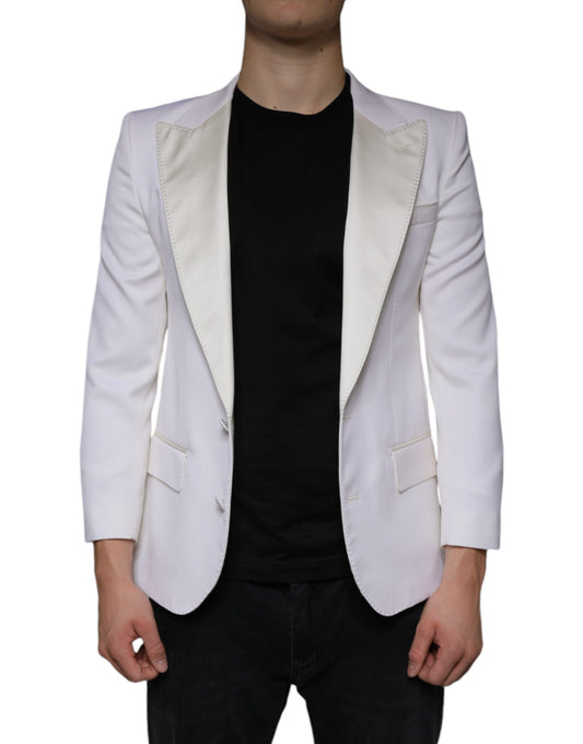 Off White Wool Single Breasted Dress Blazer - The Luxe Alliance