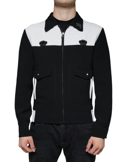 Black White DG Crown Full Zip Blouson Jacket - The Luxe Alliance