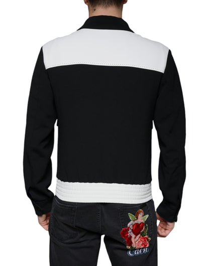 Black White DG Crown Full Zip Blouson Jacket - The Luxe Alliance