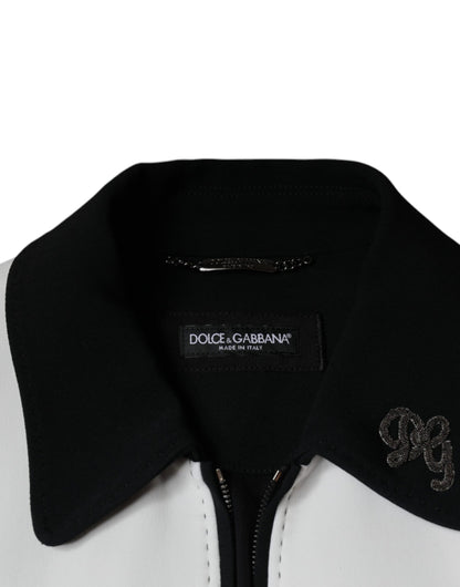 Black White DG Crown Full Zip Blouson Jacket - The Luxe Alliance