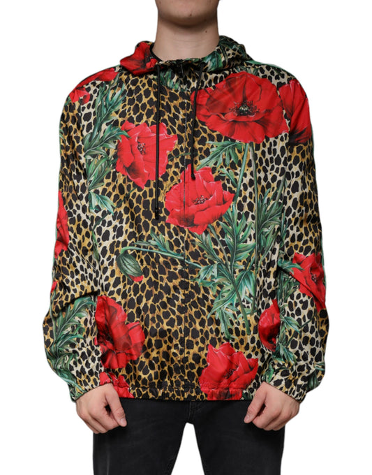 Multicolor Leopard Floral Hooded Jacket - The Luxe Alliance