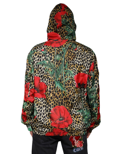 Multicolor Leopard Floral Hooded Jacket - The Luxe Alliance