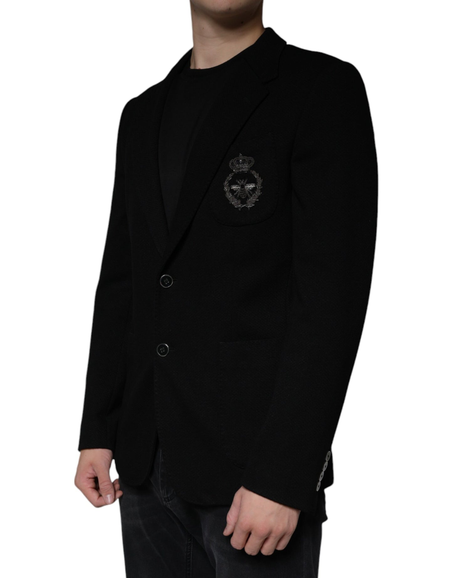 Black Crown Bee Single Breasted Coat Blazer - The Luxe Alliance