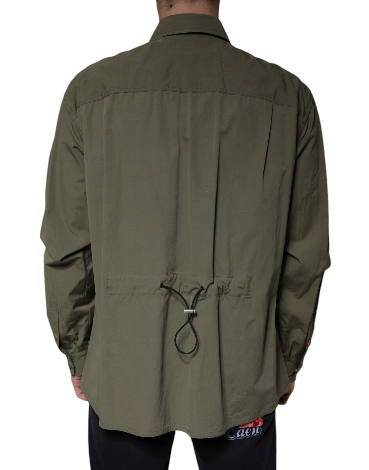  - Military Green Cotton Bend Collared Coat Jacket