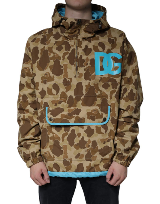  - Brown Camouflage Hooded Pullover Jacket