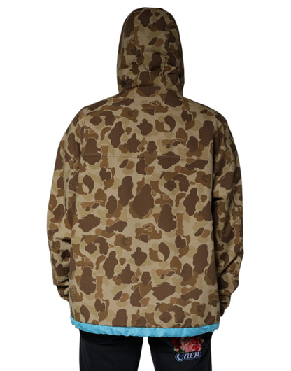  - Brown Camouflage Hooded Pullover Jacket