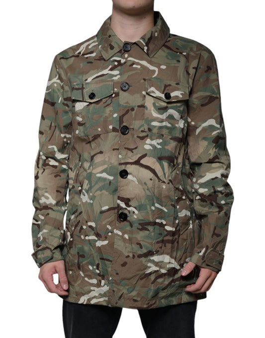  - Multicolor Camouflage Collared Coat Jacket