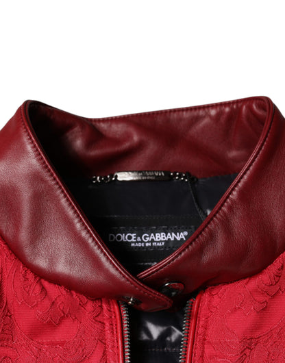  - Red Quilted Bomber Gold Crown Logo Jacket