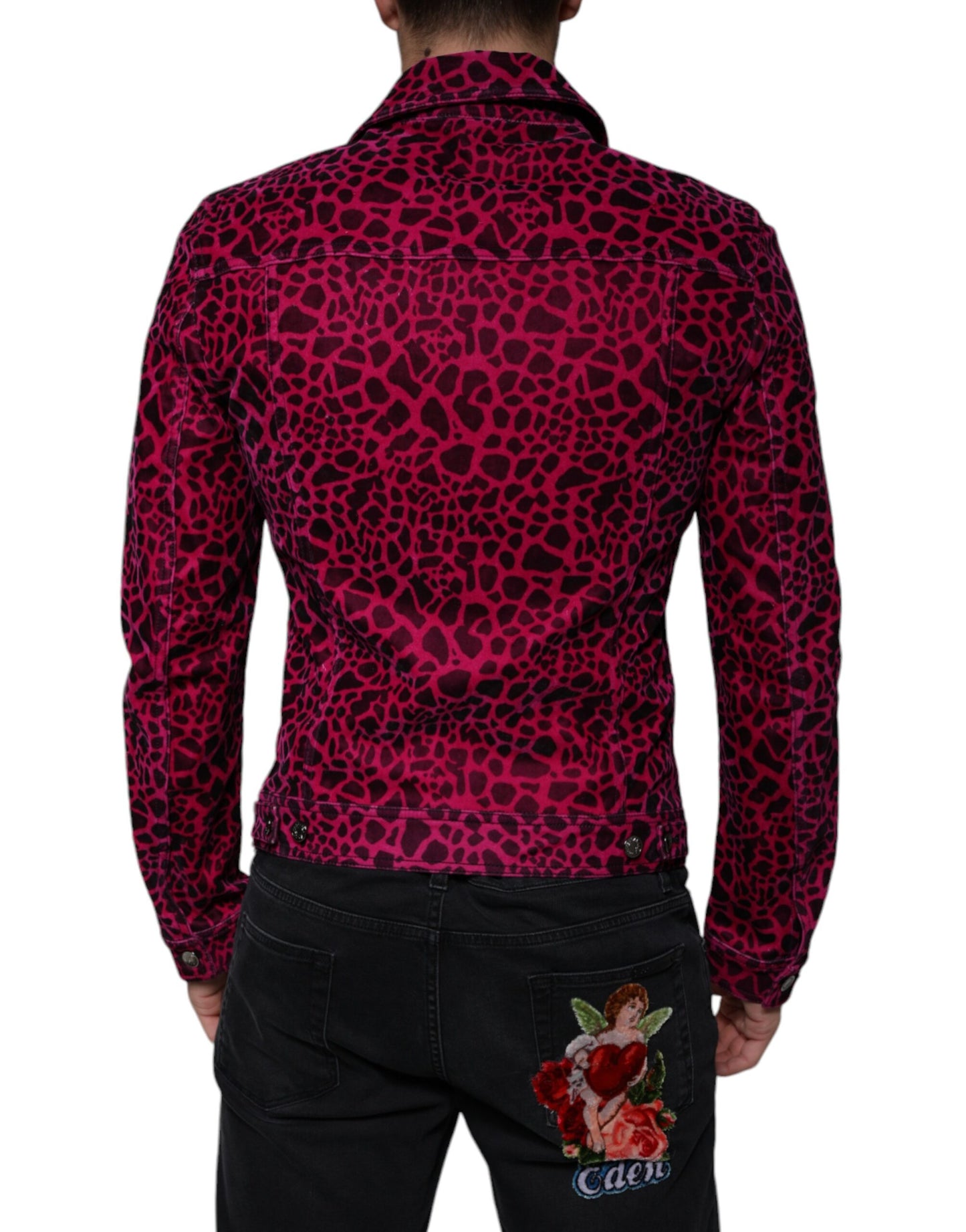  - Fuchsia Leopard Button Down Collared Jacket