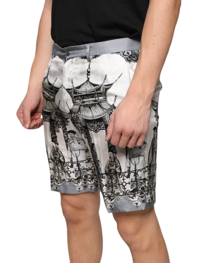  - Multicolor Printed Silk Men Bermuda Shorts