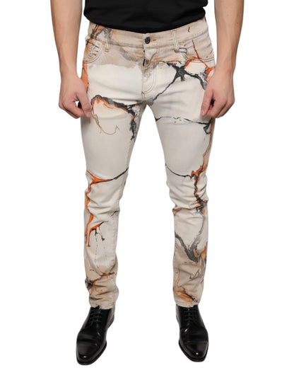 Beige Cotton Dye Slim Fit Men Denim Jeans - The Luxe Alliance