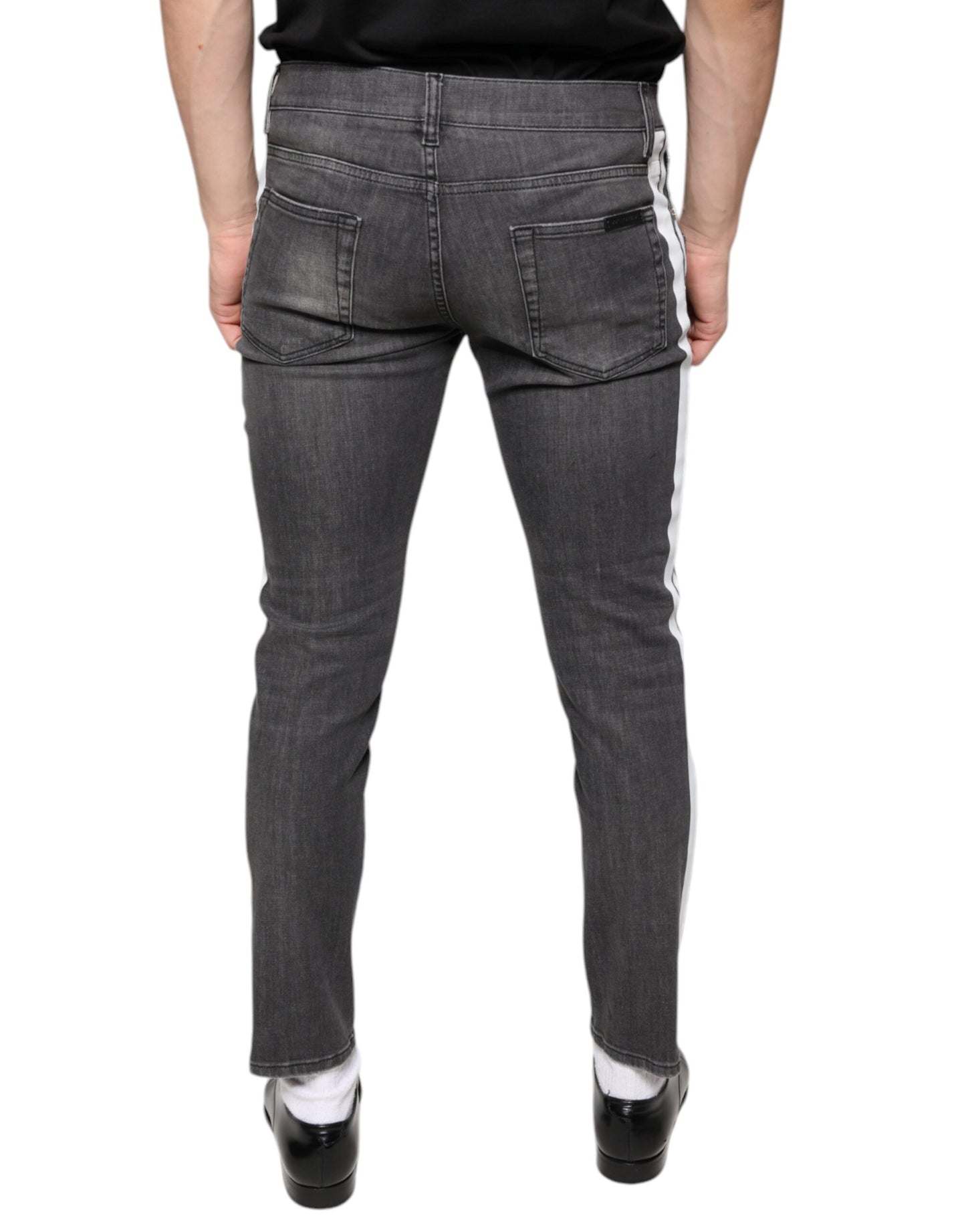  - Black Tattered Cotton Skinny Men Denim Jeans