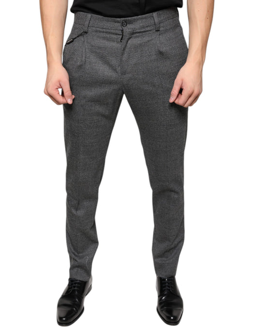  - Gray Check Tartan Wool Skinny Pants