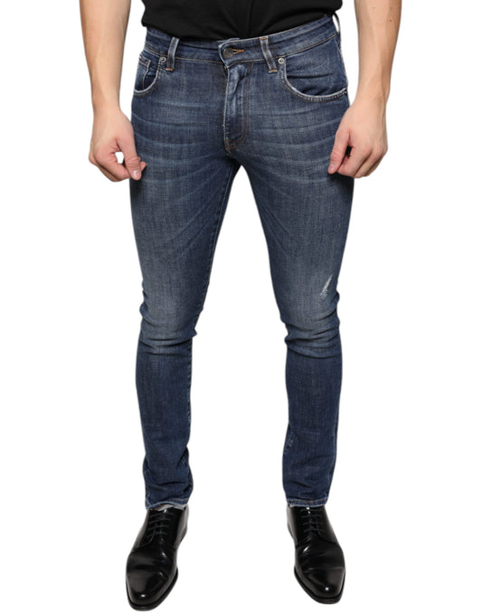  - Dark Blue Washed Cotton Skinny Denim Jeans