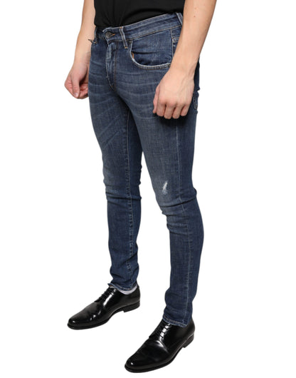  - Dark Blue Washed Cotton Skinny Denim Jeans