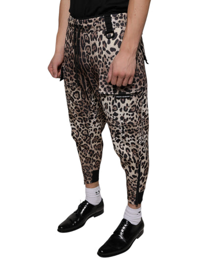  - Brown Leopard Polyester Jogger Pants