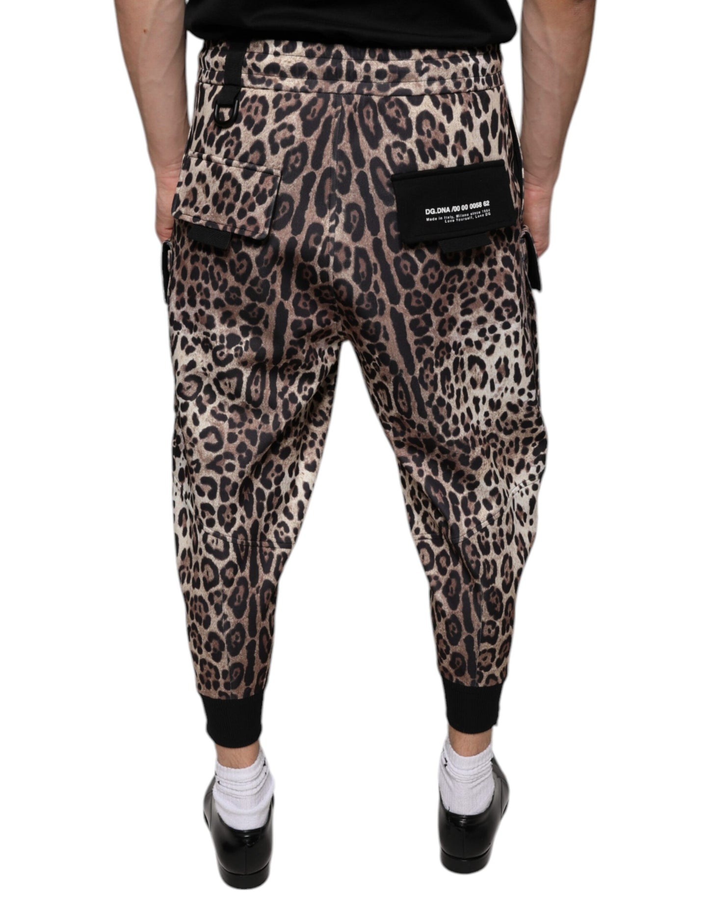  - Brown Leopard Polyester Jogger Pants