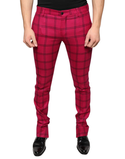  - Pink Checkered Wool Skinny Pants