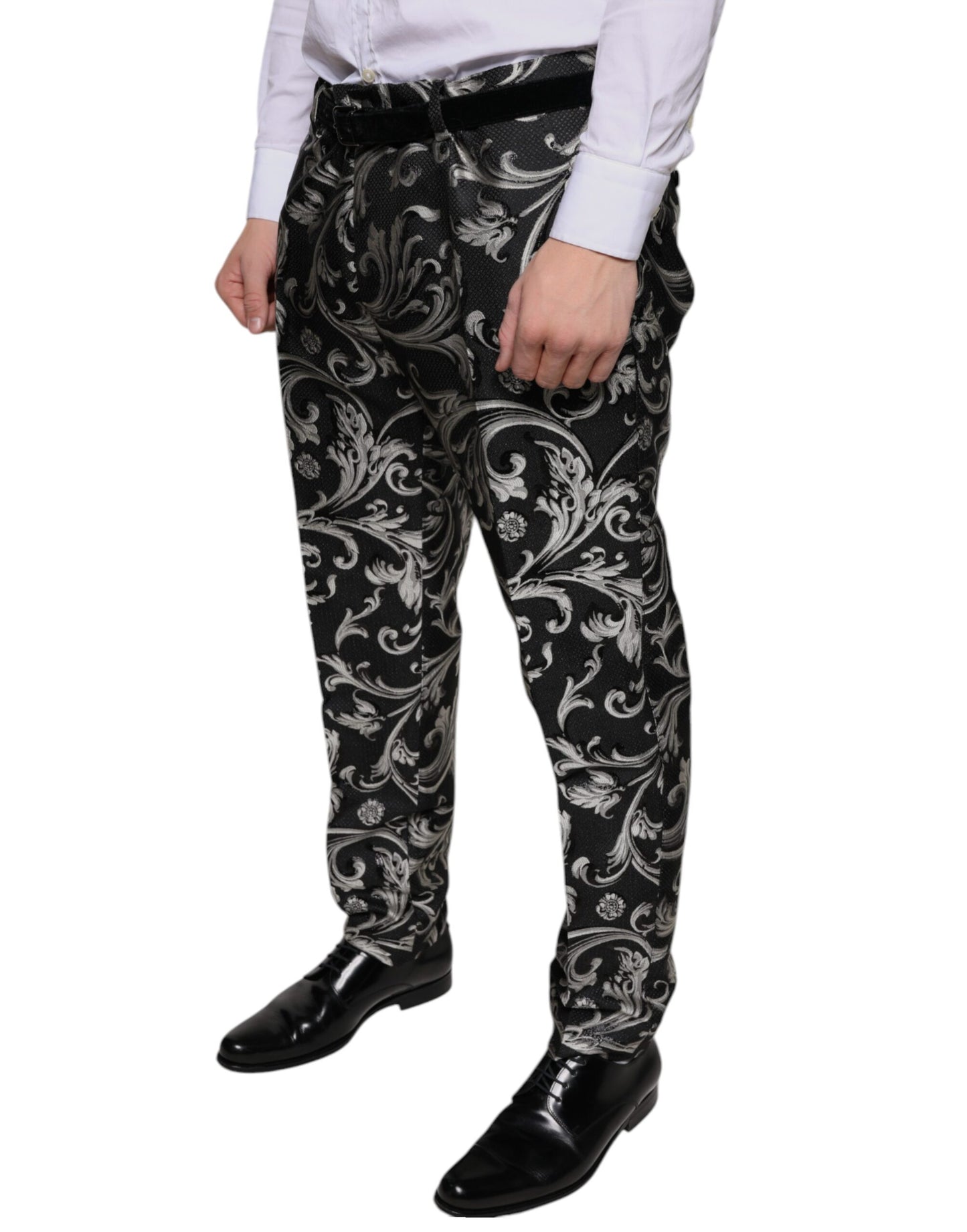  - Black Jacquard Skinny Dress Pants