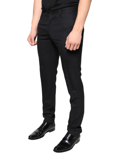  - Black Wool Skinny Men Dress Pants