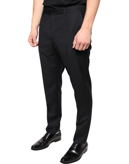  - Black Wool Skinny Men Dress Pants