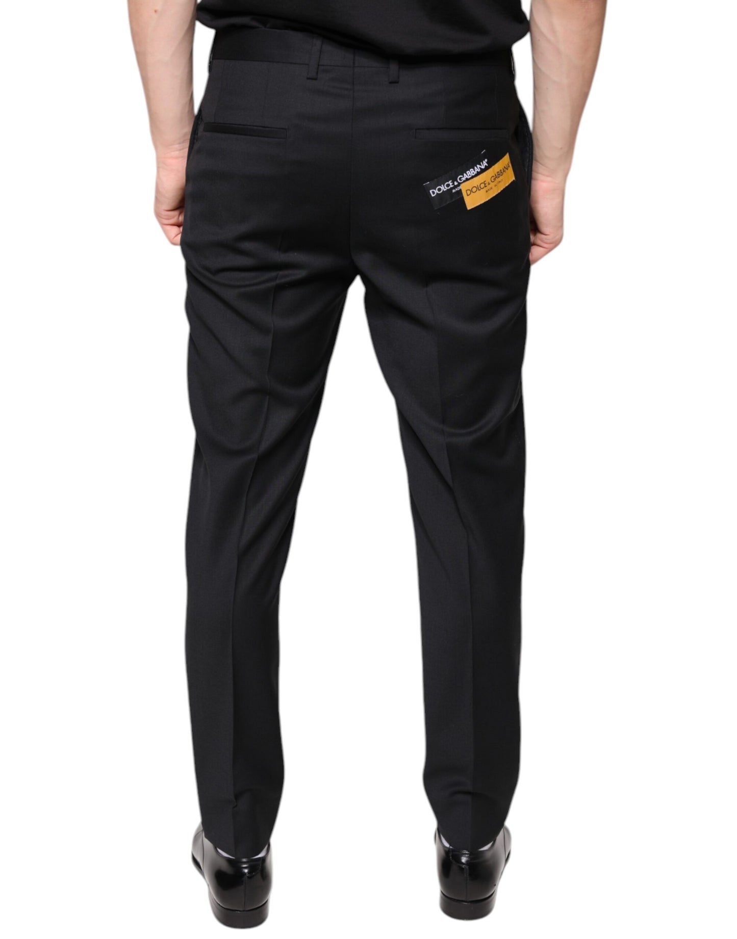  - Black Wool Skinny Men Dress Pants