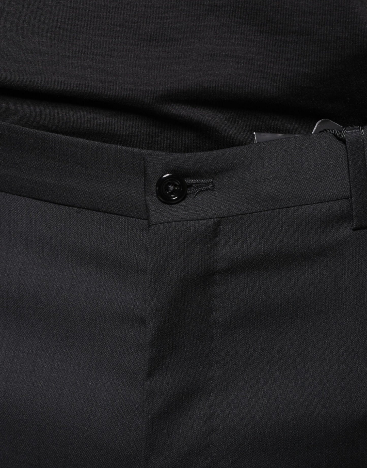  - Black Wool Skinny Men Dress Pants