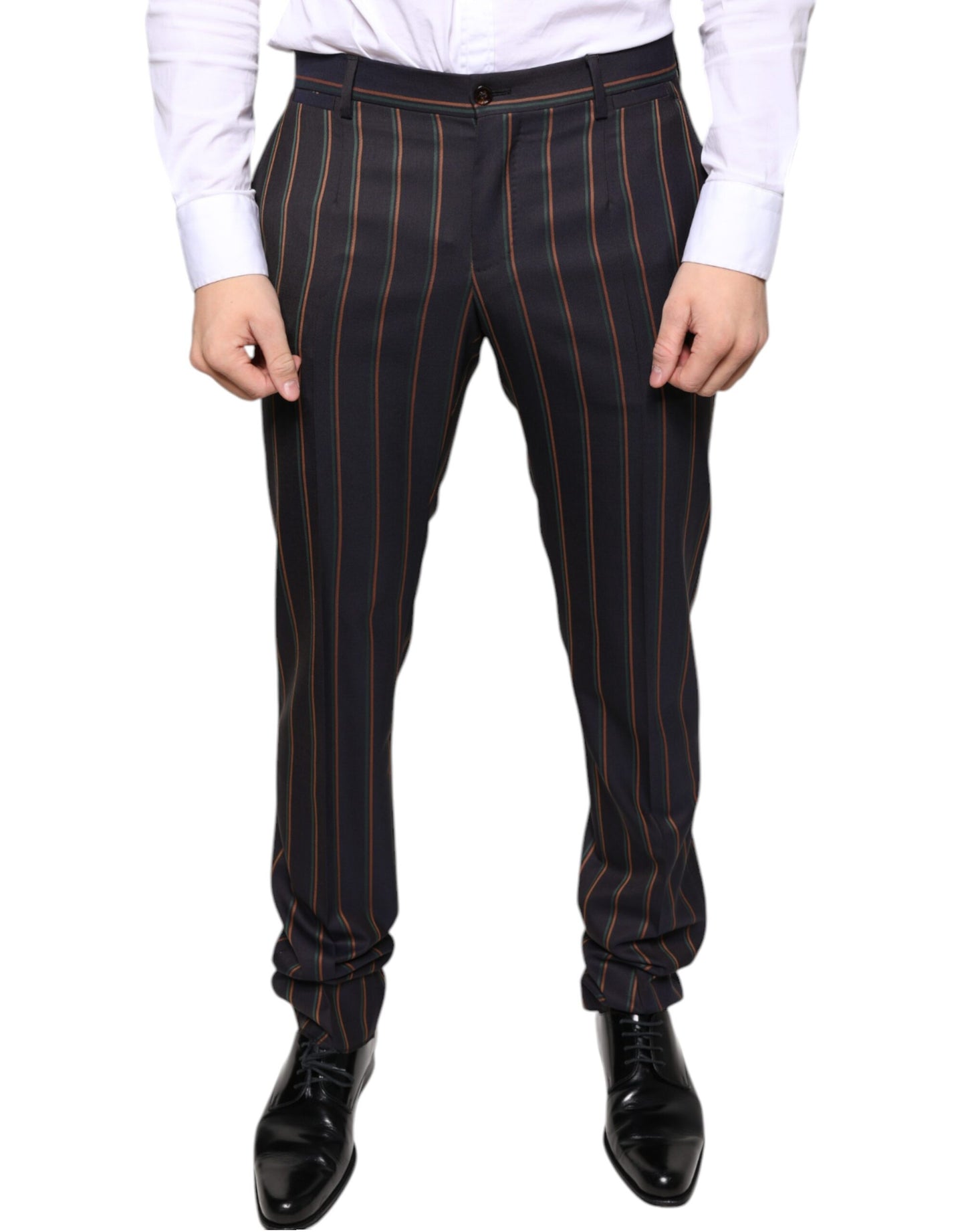  - Brown Stripes Skinny Men Dress Pants