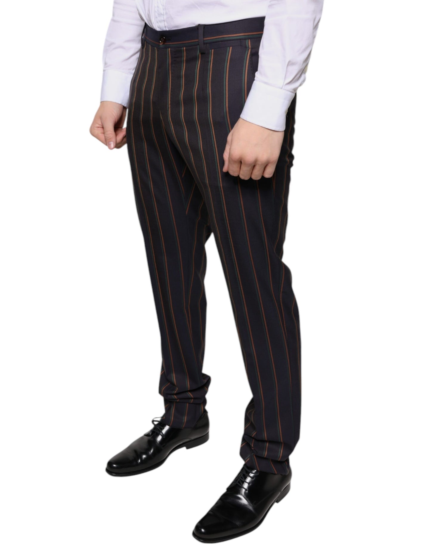  - Brown Stripes Skinny Men Dress Pants