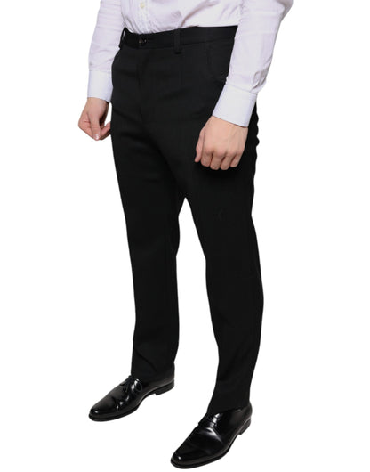  - Black Wool Skinny Men Dress Pants