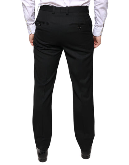  - Black Wool Skinny Men Dress Pants