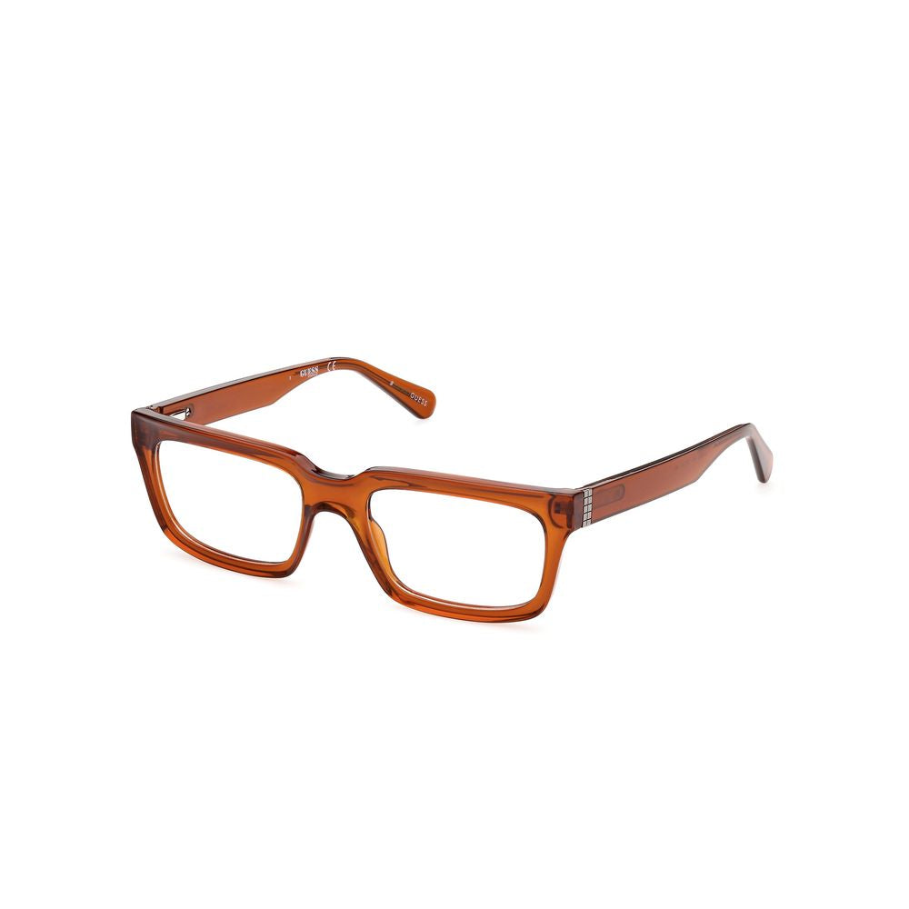 Guess Brown Injected Frames – Square Full-Rim Optical Glasses