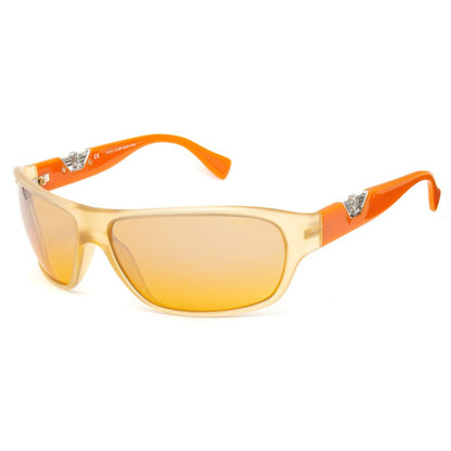 Police Unisex Sunglasses – Orange Injected Frame, Silver Mirrored Lenses