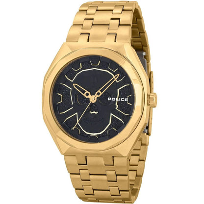 Police Men's Black & Gold Skull Analogue Stainless Steel Watch