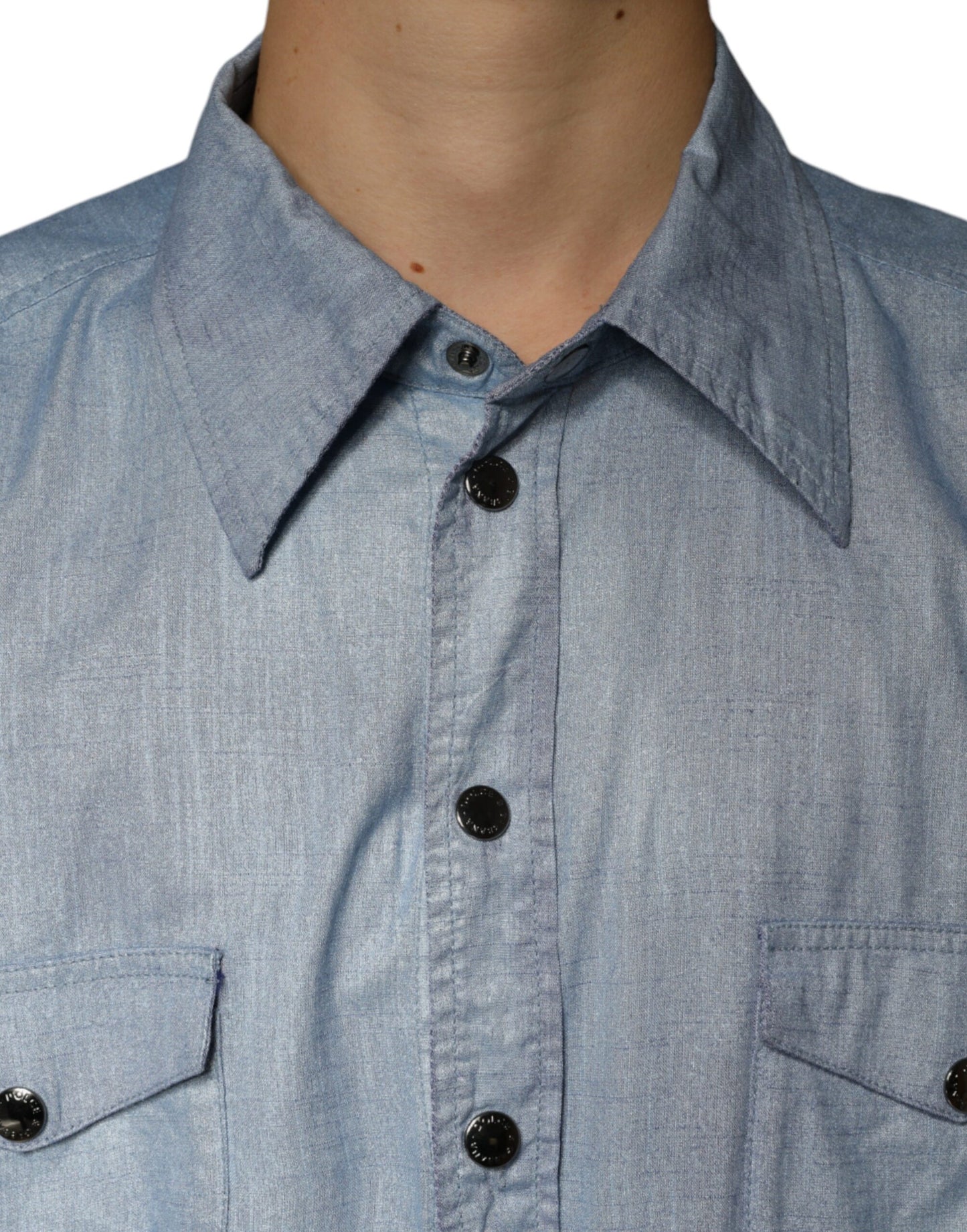  - Light Blue Cotton Button Down Casual Shirt