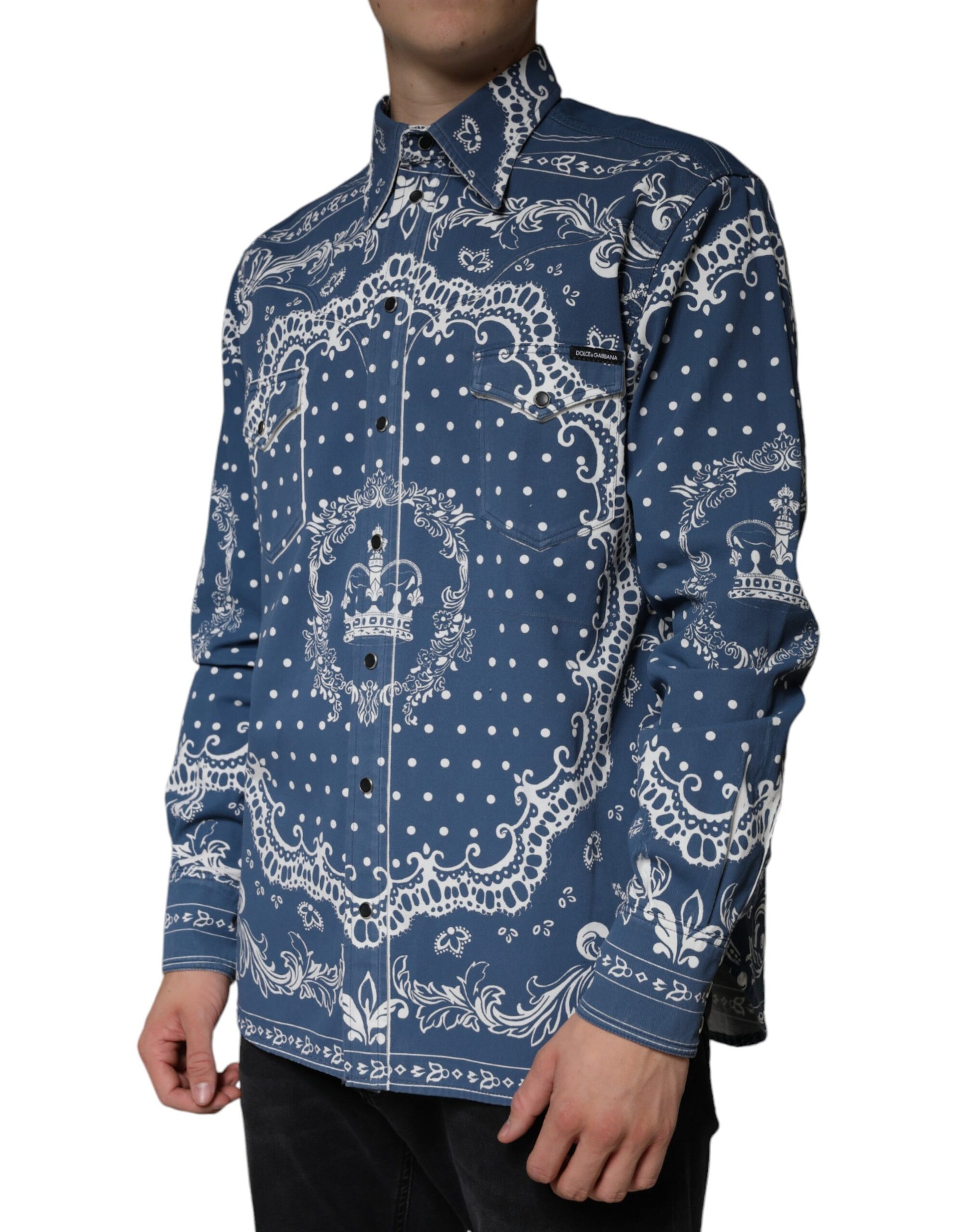 Blue & White Bandana Print Cotton Casual Shirt