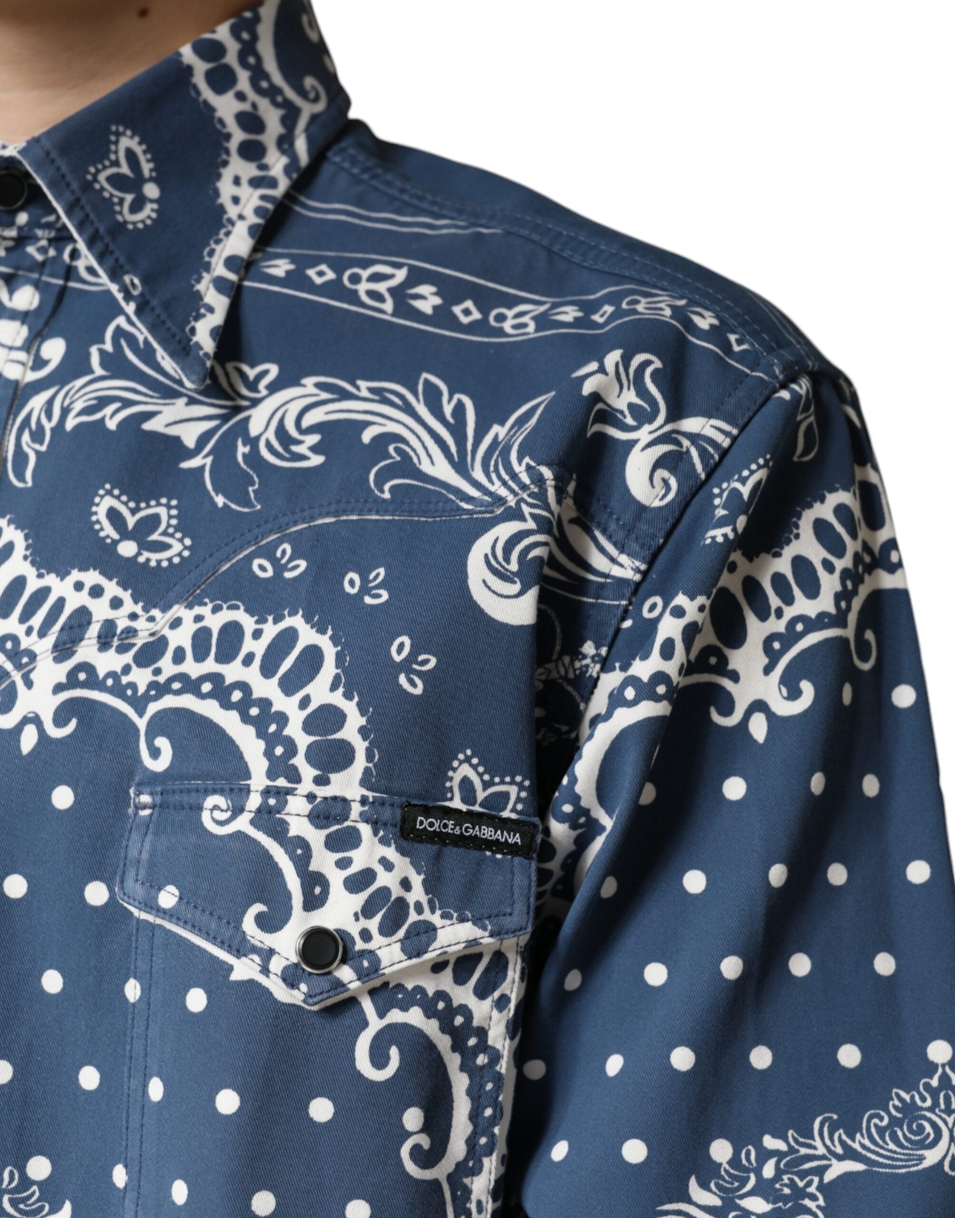 Blue & White Bandana Print Cotton Casual Shirt