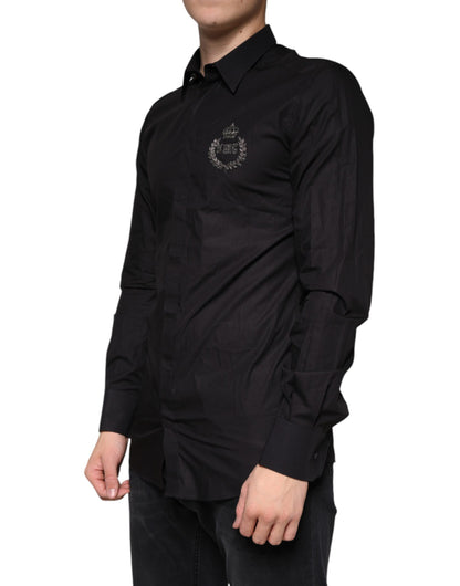  - Black King Crown Embroidered GOLD Dress Shirt